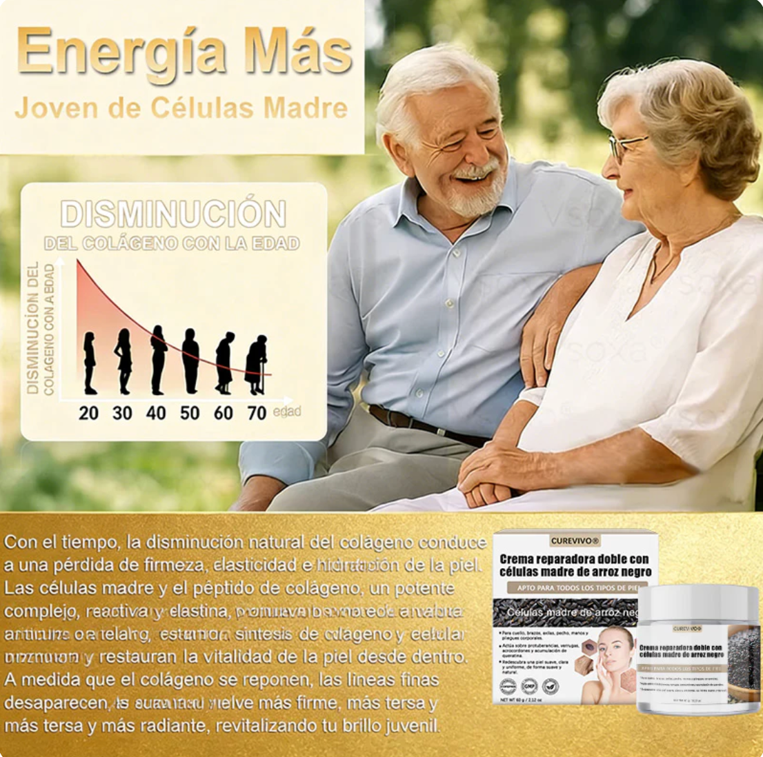 Certificación oficial 💎 𝐂𝐔𝐑𝐄𝐕𝐈𝐕𝐎® Crema reparadora dual con células madre de arroz negro